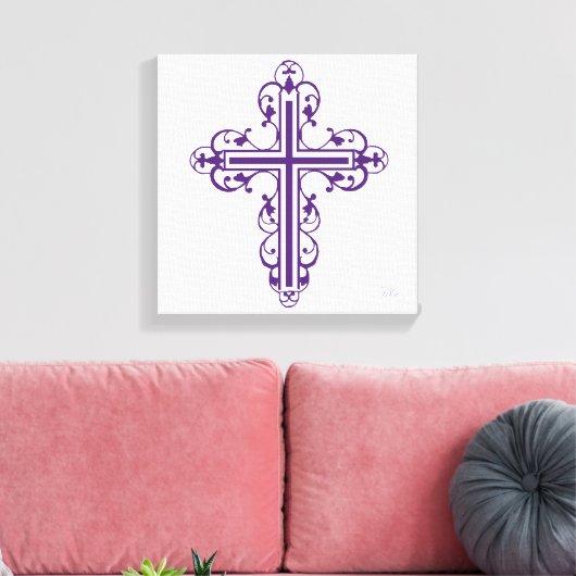 Fancy Cross Design Nr. 6 Paarse Canvas Afdruk (Insitu (Woonkamer))