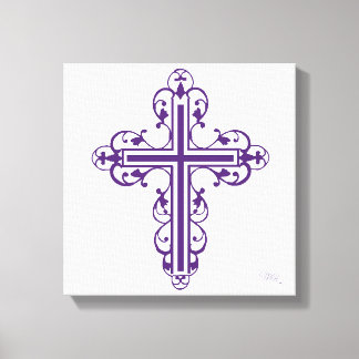 Fancy Cross Design Nr. 6 Paarse Canvas Afdruk