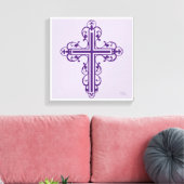 Fancy Cross Design nr. 7 Paarse Canvas Afdruk (Insitu (Woonkamer))