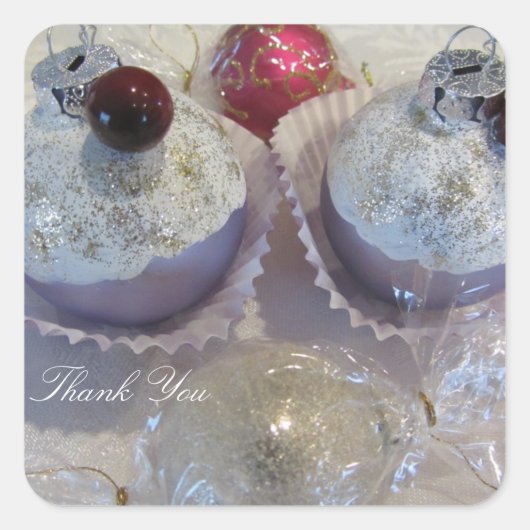 Fancy Cupcake Bedankt Vierkante Sticker (Voorkant)