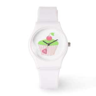 Fancy Cupcake met Cherry op Top Horloge