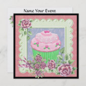 Fancy Cupcake-uitnodiging - SRF Kaart (Voorkant / Achterkant)