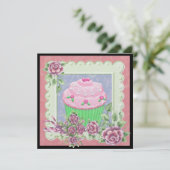 Fancy Cupcake-uitnodiging - SRF Kaart (Staand voorkant)