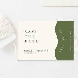 Fancy Curve Border Donker Olijfgroen Huwelijk Save The Date