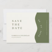 Fancy Curve Border Donker Olijfgroen Huwelijk Save The Date (Voorkant)