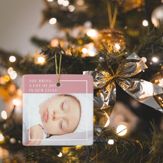 Fancy Cute Baby Foto | Roze en wit | Citaat Keramisch Ornament