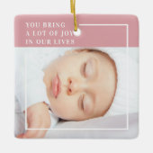 Fancy Cute Baby Foto | Roze en wit | Citaat Keramisch Ornament (Voorkant)