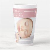 Fancy Cute Baby Foto | Roze en wit | Citaat Latte Mok (Voorkant)