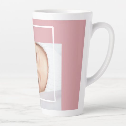 Fancy Cute Baby Foto | Roze en wit | Citaat Latte Mok (Rechts)