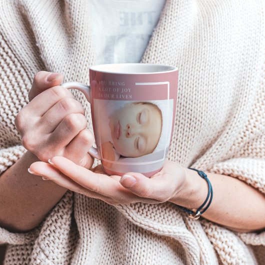 Fancy Cute Baby Foto | Roze en wit | Citaat Latte Mok