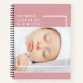 Fancy Cute Baby Foto | Roze en wit | Citaat Notitieboek (Voorkant)