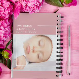 Fancy Cute Baby Foto   Roze en wit   Citaat Notitieboek