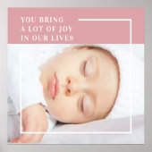 Fancy Cute Baby Foto | Roze en wit | Citaat Poster (Voorkant)