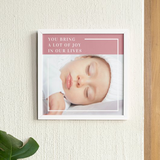 Fancy Cute Baby Foto | Roze en wit | Citaat Poster