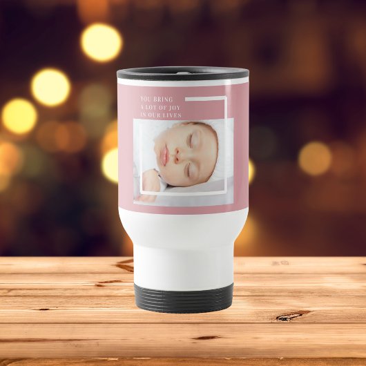 Fancy Cute Baby Foto | Roze en wit | Citaat Reisbeker