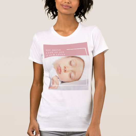 Fancy Cute Baby Foto | Roze en wit | Citaat T-shirt (Voorkant)