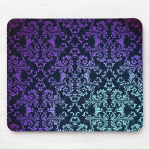 Fancy Damask Blauwgroen Blauw Paarse Zwart Muismat