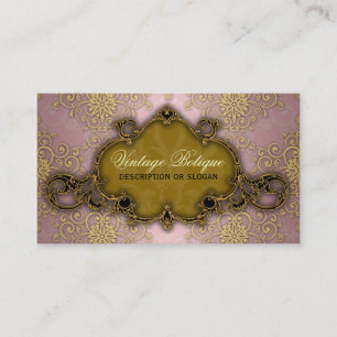 Fancy Damask Roze en Goud Botique Zakelijke Kaart Visitekaartje
