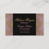 Fancy Damask Roze en Gouden Botique Visitekaartje (Achterkant)