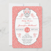 Fancy Damask Skull Baby shower Uitnodiging in Cora (Voorkant)