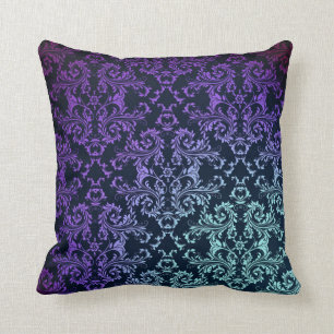 Fancy Damast Thee Blauw Paars Zwart Kussen