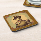 Fancy dame in kostuum bier onderzetter (Linkerzijde)