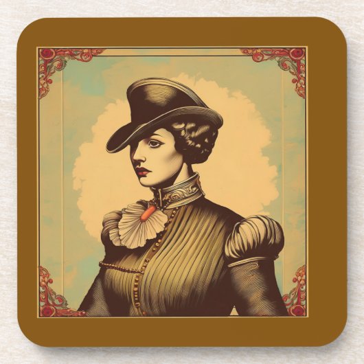 Fancy dame in kostuum bier onderzetter (Voorkant)