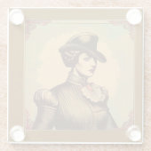 Fancy dame in kostuum glazen onderzetter (Achterkant)
