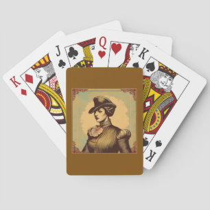 Fancy dame in kostuum pokerkaarten