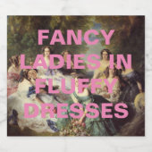 Fancy dames in pluizige jurken sparkling wijnetiket (Enkel label)