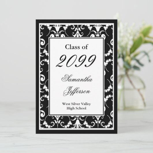 Fancy de Uitnodiging van het Afstuderen van het Zw (Staand voorkant)