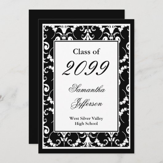 Fancy de Uitnodiging van het Afstuderen van het Zw (Voorkant / Achterkant)