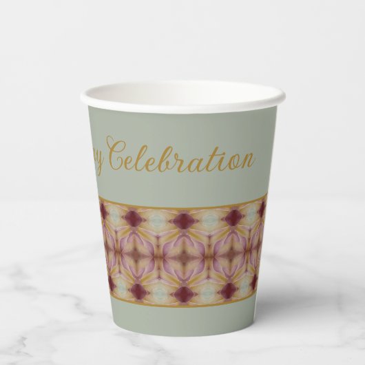 Fancy decoratief gebatterd papieren bekers (Achterkant)