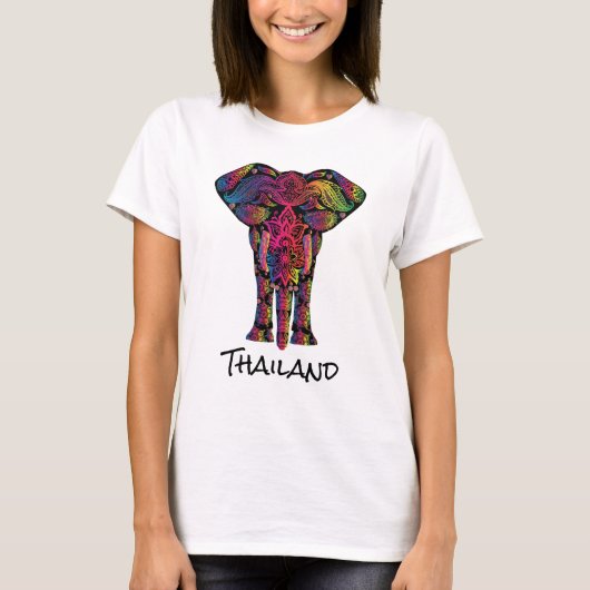 Fancy Decoratieve Mandala Olifant Thailand T-shirt (Voorkant)