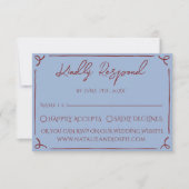 Fancy Deep Red Blue Frame Whimsy Wedding RSVP Kaartje (Voorkant)