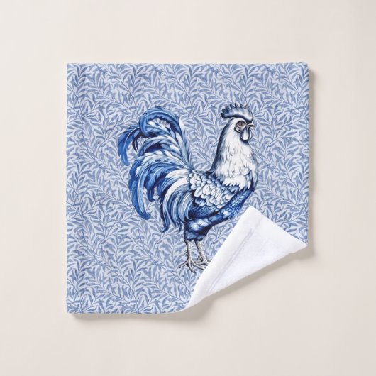Fancy Delfts Blauwe en Witte Roosterkip Bad Handdoek (Wasdoekje)