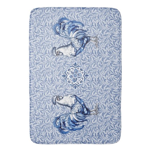 Fancy Delfts Blauwe en Witte Roosterkip Badmat (Voorkant Verticaal)