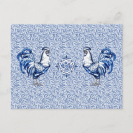 Fancy Delfts Blauwe en Witte Roosterkip Briefkaart