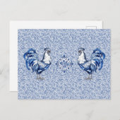Fancy Delfts Blauwe en Witte Roosterkip Briefkaart (Voorkant / Achterkant)