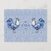 Fancy Delfts Blauwe en Witte Roosterkip Briefkaart (Voorkant)