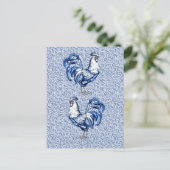 Fancy Delfts Blauwe en Witte Roosterkip Briefkaart (Staand voorkant)