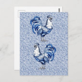 Fancy Delfts Blauwe en Witte Roosterkip Briefkaart (Voorkant / Achterkant)