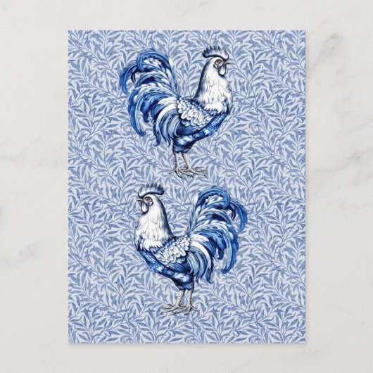 Fancy Delfts Blauwe en Witte Roosterkip Briefkaart (Voorkant)