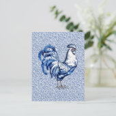Fancy Delfts Blauwe en Witte Roosterkip Briefkaart (Staand voorkant)