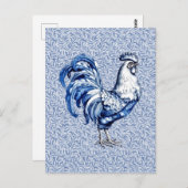Fancy Delfts Blauwe en Witte Roosterkip Briefkaart (Voorkant / Achterkant)