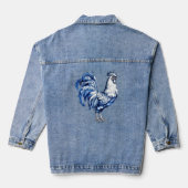 Fancy Delfts Blauwe en Witte Roosterkip Denim Jacket (Achterkant)