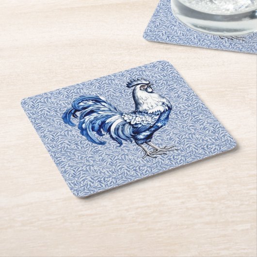 Fancy Delfts Blauwe en Witte Roosterkip Kartonnen Onderzetters (Schuin)