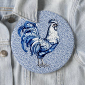 Fancy Delfts Blauwe en Witte Roosterkip Ronde Button 6,0 Cm (In situ)