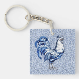 Fancy Delfts Blauwe en Witte Roosterkip Sleutelhanger