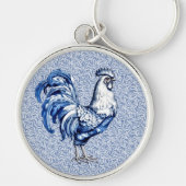 Fancy Delfts Blauwe en Witte Roosterkip Sleutelhanger (Voorkant)